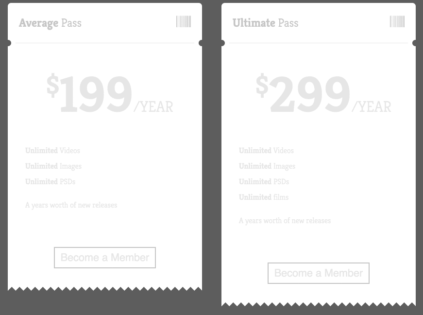 Pricing Table Tickets/Passes Flip