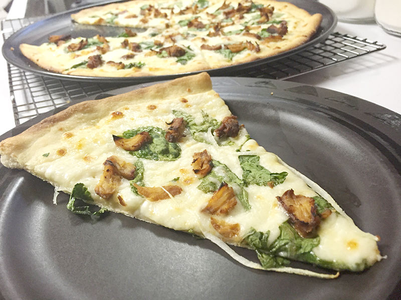 Carrie's Kitchen Honey Sriracha Chicken, Spinach, Alfredo Pizza