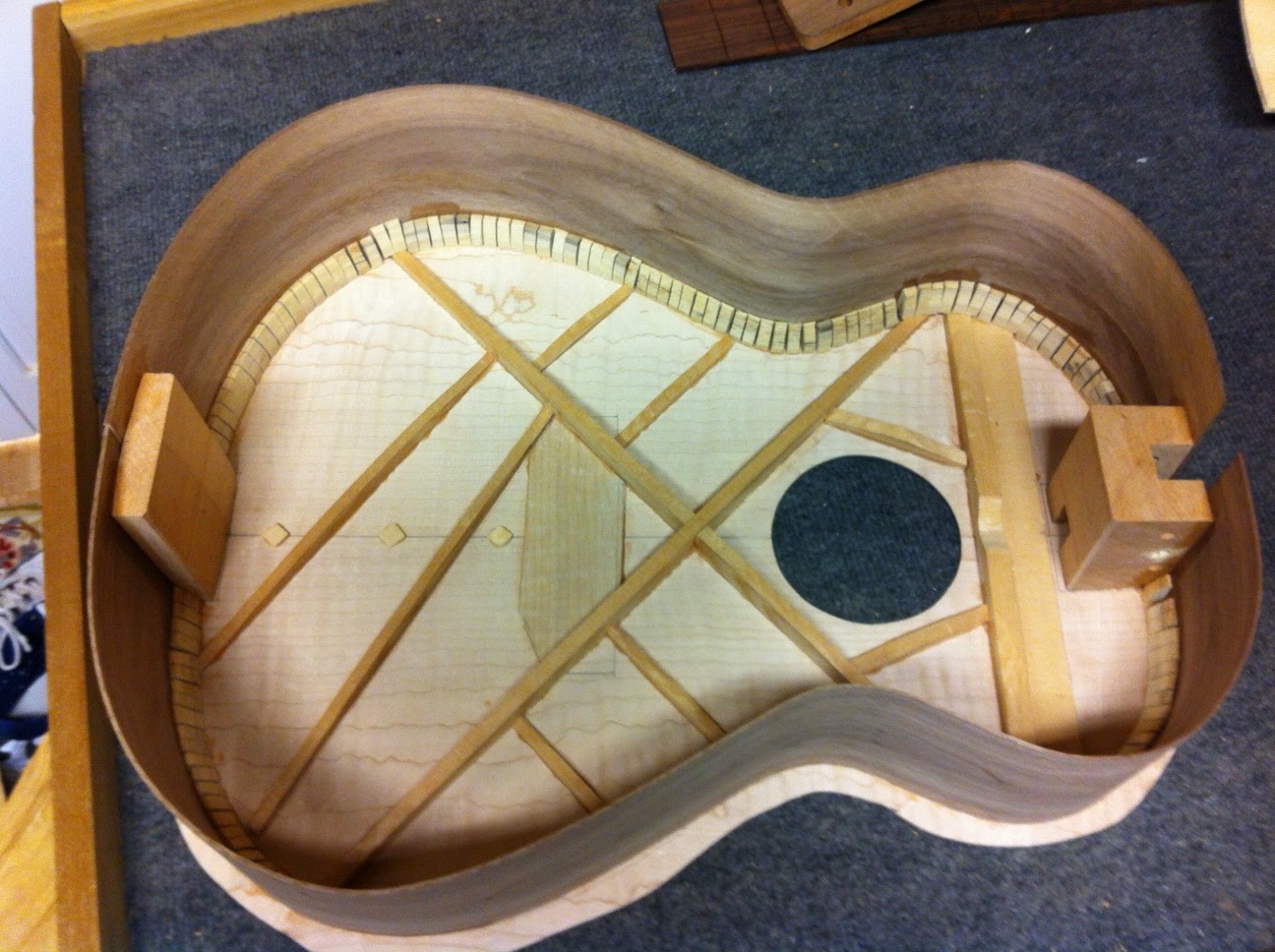 Making an acoustic guitar Gluing Second Side to Soundboard