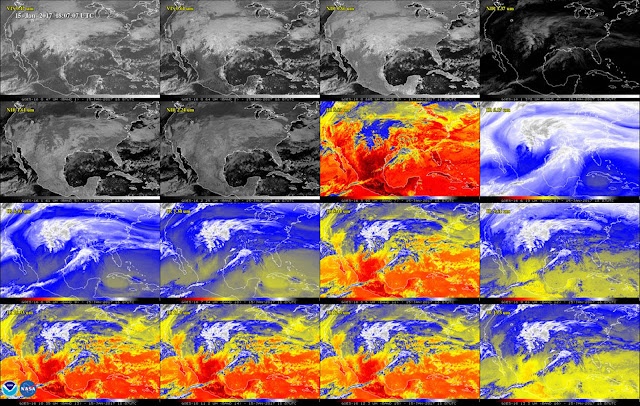 Hình ảnh Bắc Mỹ qua 16 bước sóng ánh sáng khác nhau. Hình ảnh: NOAA/NASA. Hình ảnh Bắc Mỹ qua 16 bước sóng ánh sáng khác nhau. Hình ảnh: NOAA/NASA.