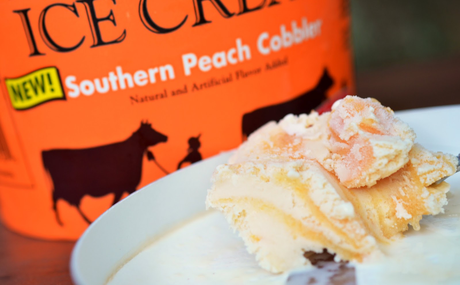 food and ice cream recipes REVIEW Blue Bell Southern Peach Cobbler