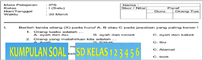Download Soal UAS SD Kelas 1 2 3 4 5 6 Semua Mata Pelajaran 2018/2019