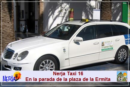 Nerja taxi 16 - Me podrá encontrar en la Parada de Taxis número 1 de Nerja, situada en la Plaza de la Ermita.