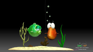 Bubbles and Eddie - "I'm tellin' ya Ed, Worms Don't Have Bones" - 3D character design,sculpture & maquette by ©Pierre Rouzier
