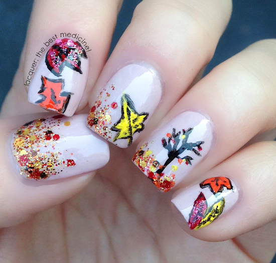 Lacquer: The Best Medicine!: Fall Leaves Nail Art