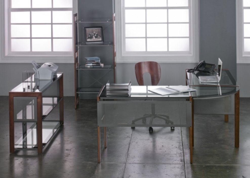 Glass Executive Computer Desk Set by Calico Designs Glass Executive Computer Desk Set by Calico Designs