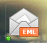 EML file desktop icon A desktop icon shaped like an envelope with EML written on it.