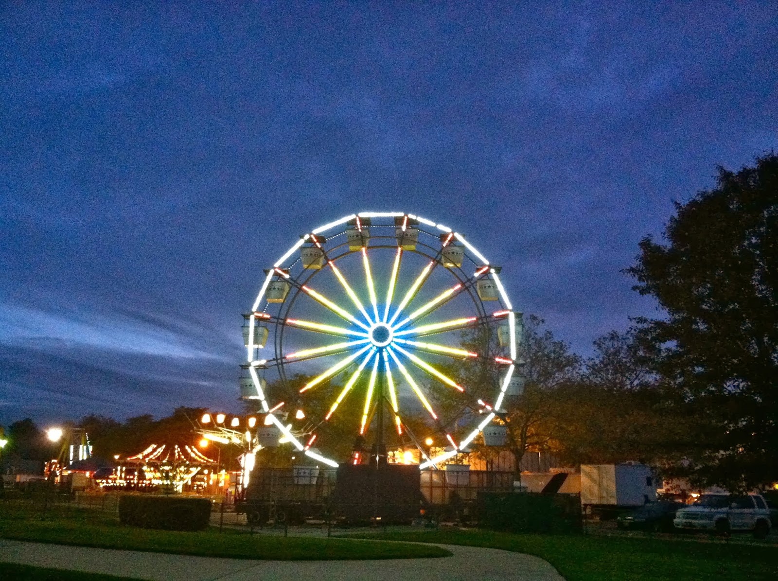 the ferris Wheel and fireworks at the farmingdale fair