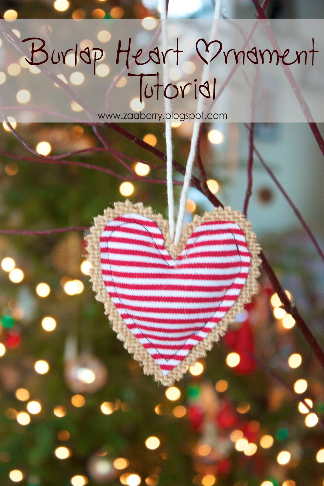Zaaberry Burlap Heart Ornament Tutorial