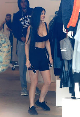 4 Kylie Jenner steps out in only a bra top and tights