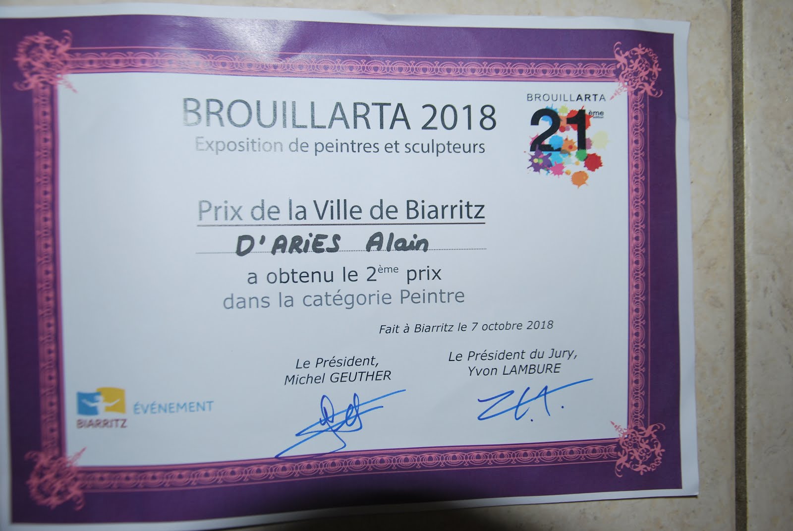 2è prix ville de Biarritz Brouillarta 2018