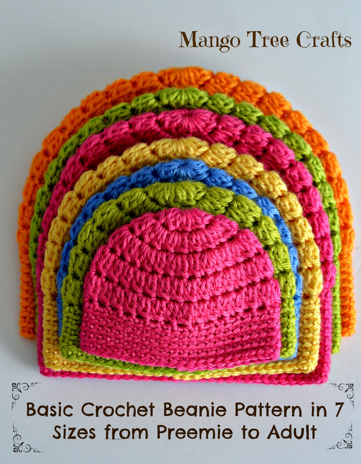 Mango Tree Crafts: Free Basic Beanie Crochet Pattern All Sizes