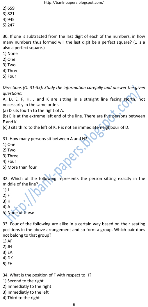 IBPS Reasoning Solved Question