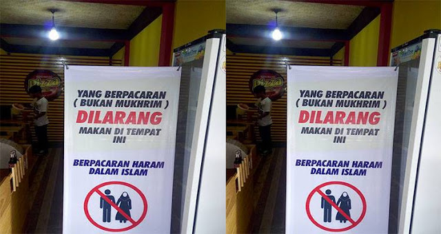 Keren, Pengusaha Kuliner Ini Pasang Banner Larangan Berpacaran Di Outletnya. Bagaimana Reaksi Orang? Keren, Pengusaha Kuliner Ini Pasang Banner Larangan Berpacaran Di Outletnya. Bagaimana Reaksi Orang?