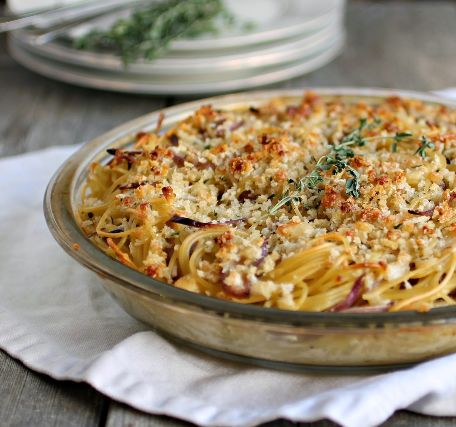 French Onion Spaghetti Pie