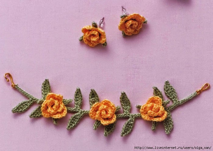 Aros y pulsera crochet