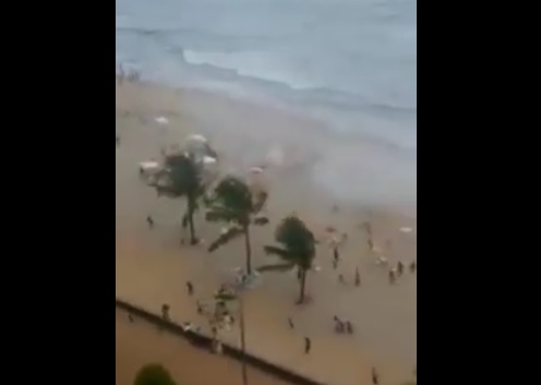 tornado brazil attack beach viral caught gone