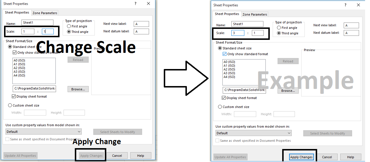 Design Tech Academy Change Scale in SolidWorks Drawing