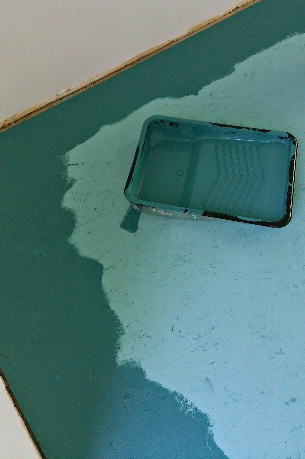 Diy Painted Particle Board Floor Mmmm Teal Dans Le Lakehouse