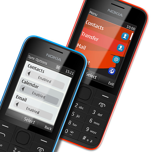 Nokia 208 (Single SIM) disponible con carcasa en color negro, azul, blanco, amarillo y rojo