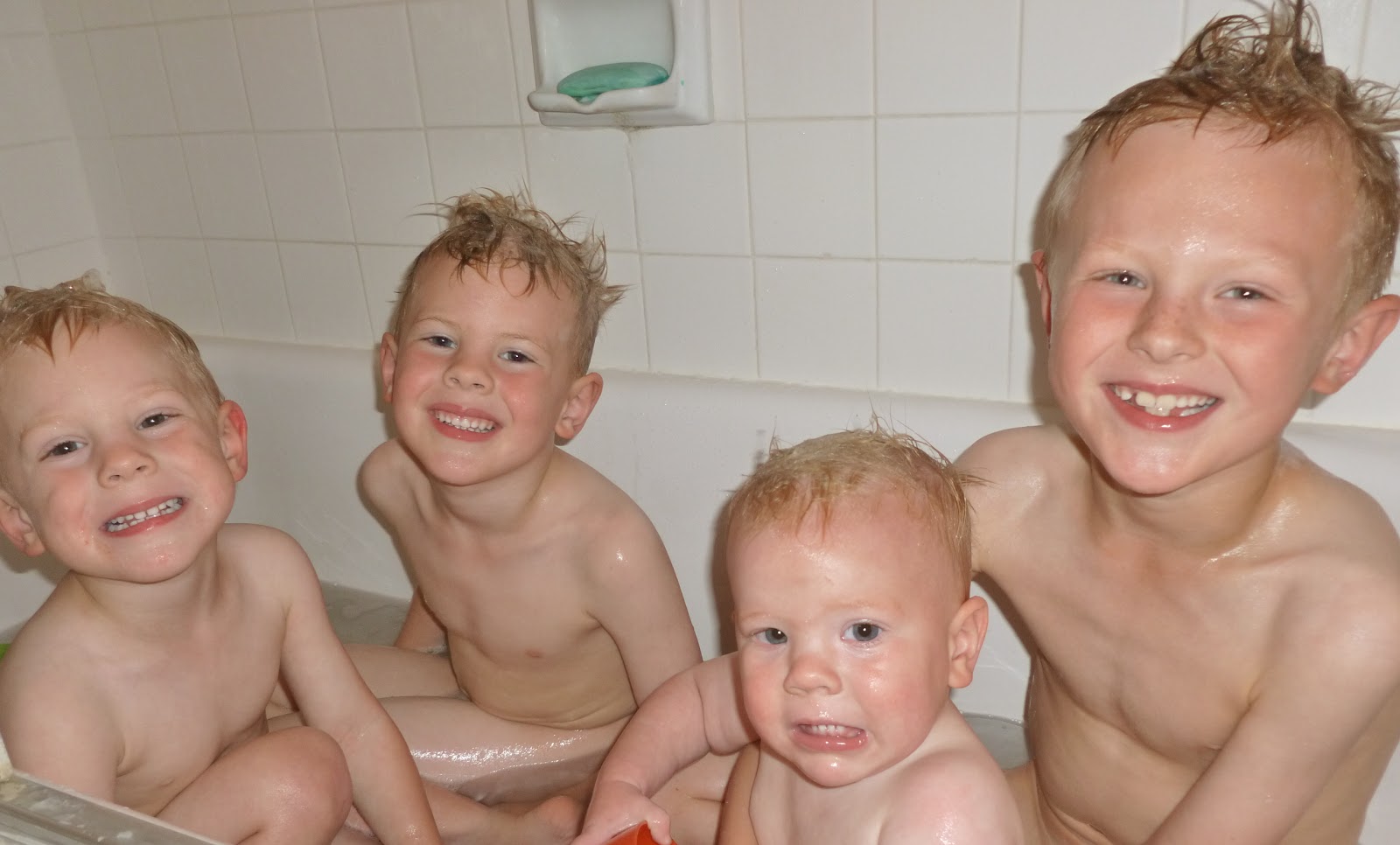 I... FOUR boys in the tub! 