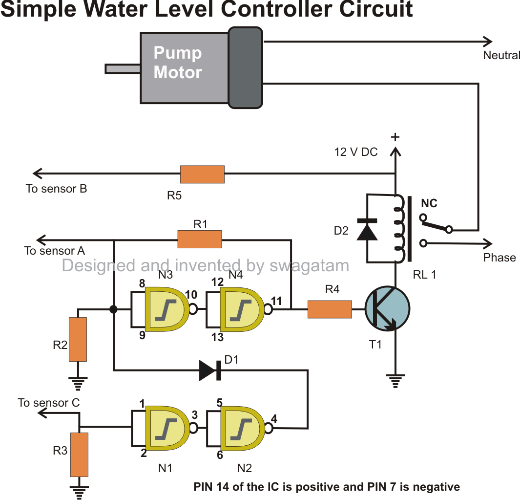 Simple Automatic Water Level Controller and Indicator circuit | Circuit