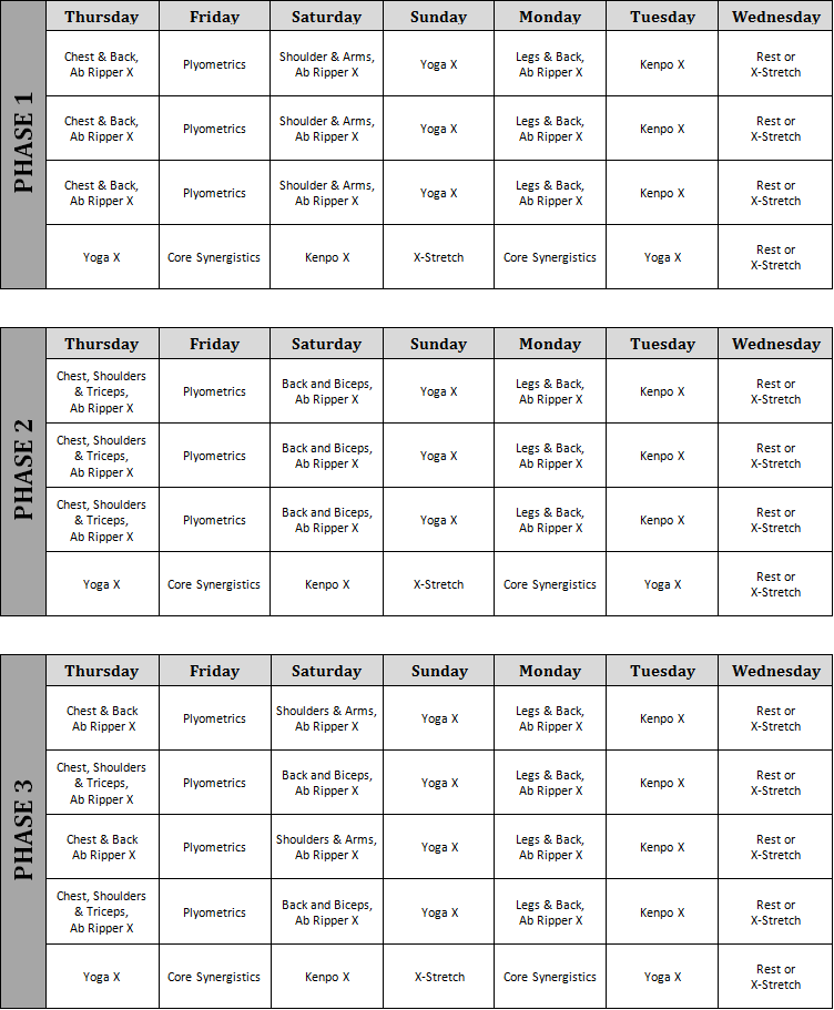 13 best photos of printable p90x workout schedule. 
