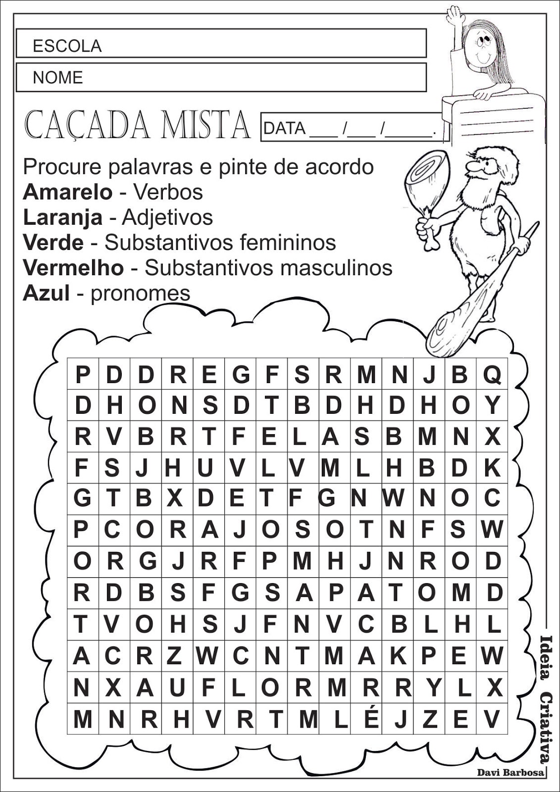 Atividade lingua portuguesa 4º ano Caça-palavras-mista