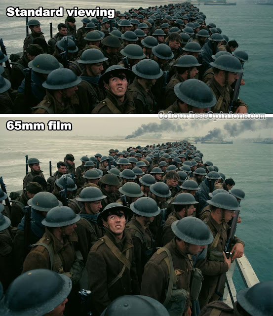 Standard vs. 65mm film. dunkirk movie 65mm film vs standard imax comparison