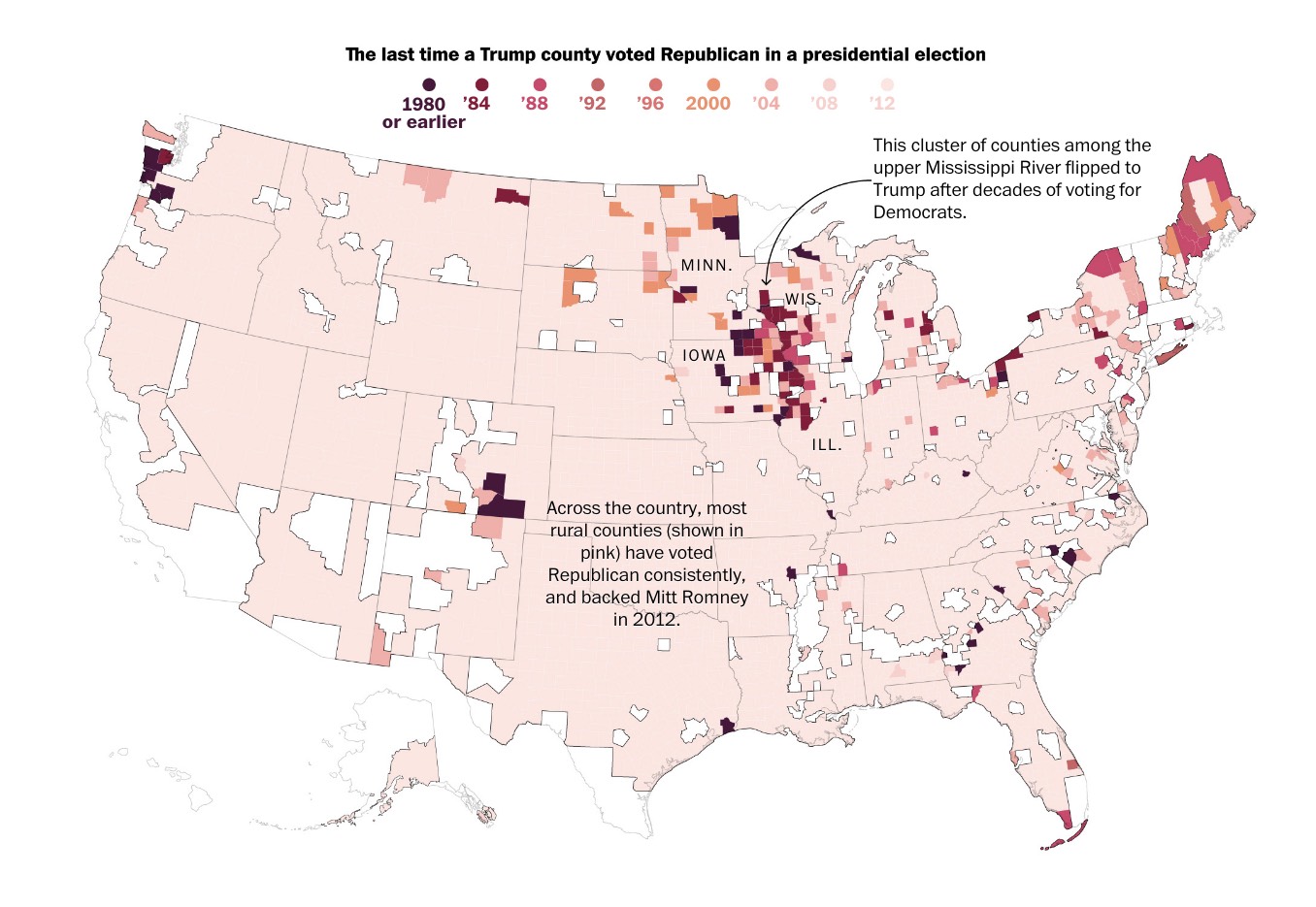 darker shades of red in the map below tipped those states into the red republican column by large or slender margins in their statewide vote counts darker shades of red in the map below tipped those states into the red republican column by large or slender margins in their statewide vote counts