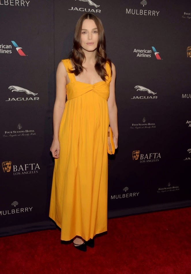 Keira Knightley reveals baby bump in maxi dress at the BAFTA LA Tea