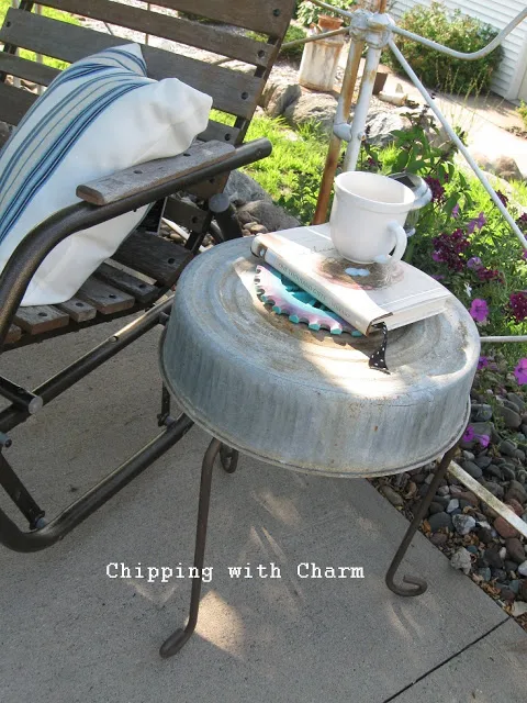 Quirky plant stand side table - Chipping with Charm featured on I Love That Junk