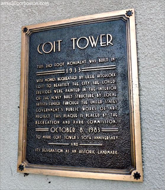 Placa de la Torre Coit en San Francisco