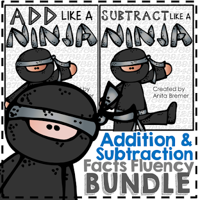 Improve addition and subtraction math fact fluency! Each time a booklet is mastered (finished within the time frame and error-free) they will move on to the next level. The levels are created in a fun ninja-themed format, to help foster motivation! #math #addition #subtraction #mathfacts #fluency #1stgrade #2ndgrade