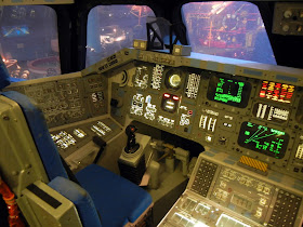 The inside of a spaceship cockpit at the Houston Space Center The inside of a spaceship cockpit at the Houston Space Center