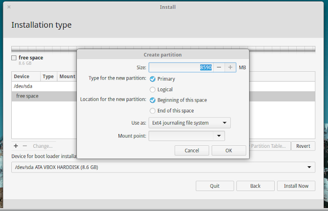 create partition on elementary OS