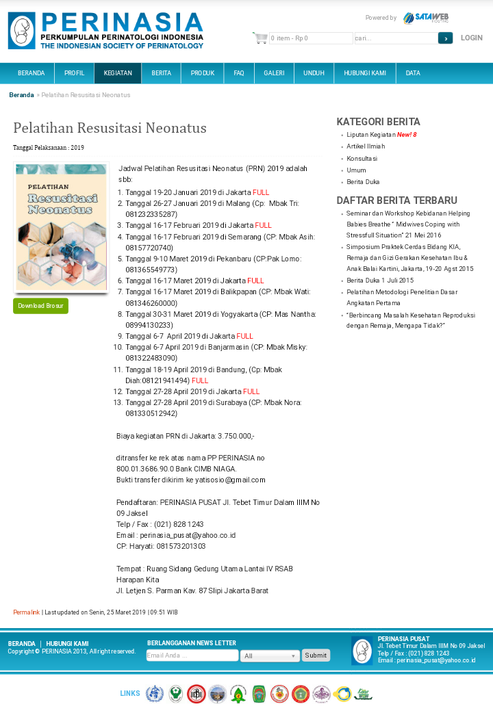 Pelatihan Resusitasi Neonatus 2019PERINASIA (2728 April