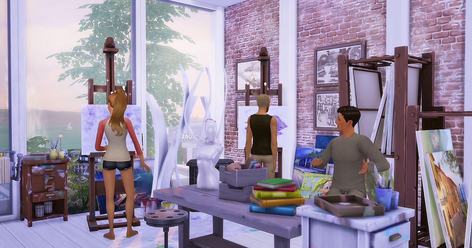 Sims 4 Modern Art Gallery 現代美術展示中心 (No CC) [ Ruby Red Sims ]