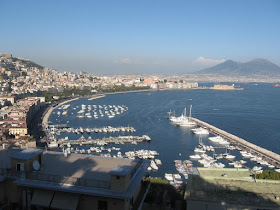 The waterfront at Mergellina, with Vesuvius in the distance