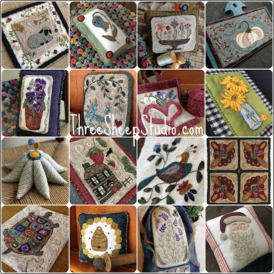 Punch Needle and Wool Applique Patterns by Rose Clay of ThreeSheepStudio.com Punch Needle and Wool Applique Patterns by Rose Clay of ThreeSheepStudio.com