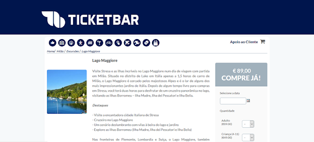 Ticketbar para ingressos para o Lago Maggiore em Milão Ticketbar para ingressos para o Lago Maggiore em Milão
