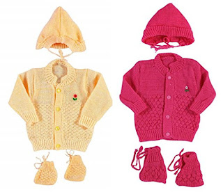 New Born Baby Woollen Knitted Baby Set (3Pcs Suit) (Pack of 2)
