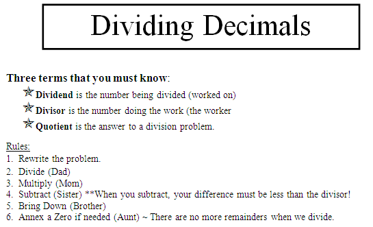 Dividing decimals homework help