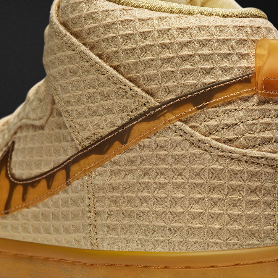 Nike vai lançar modelo de tênis inspirado em waffles o tênis vem em um tecido que reproduz a cor e a textura dos waffles, além de trazer o