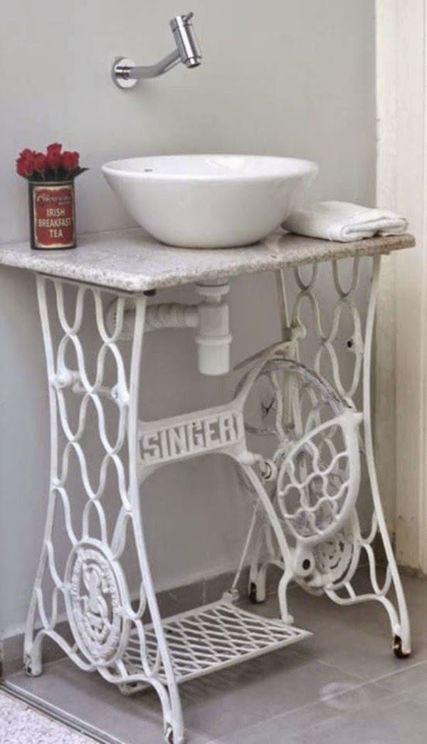 Old furniture redesign &#8211; the old sewing machine use as vintage furniture