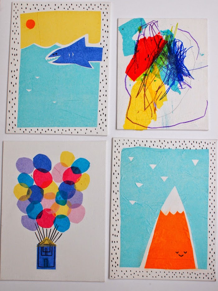 easy tissue paper artwork to be made with the kids