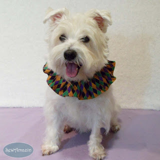 Mardi Gras Dog Scrunchie Ruffle, Harlequin, Purple, Gold, Green