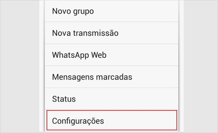 Acessando configurações WhatsApp