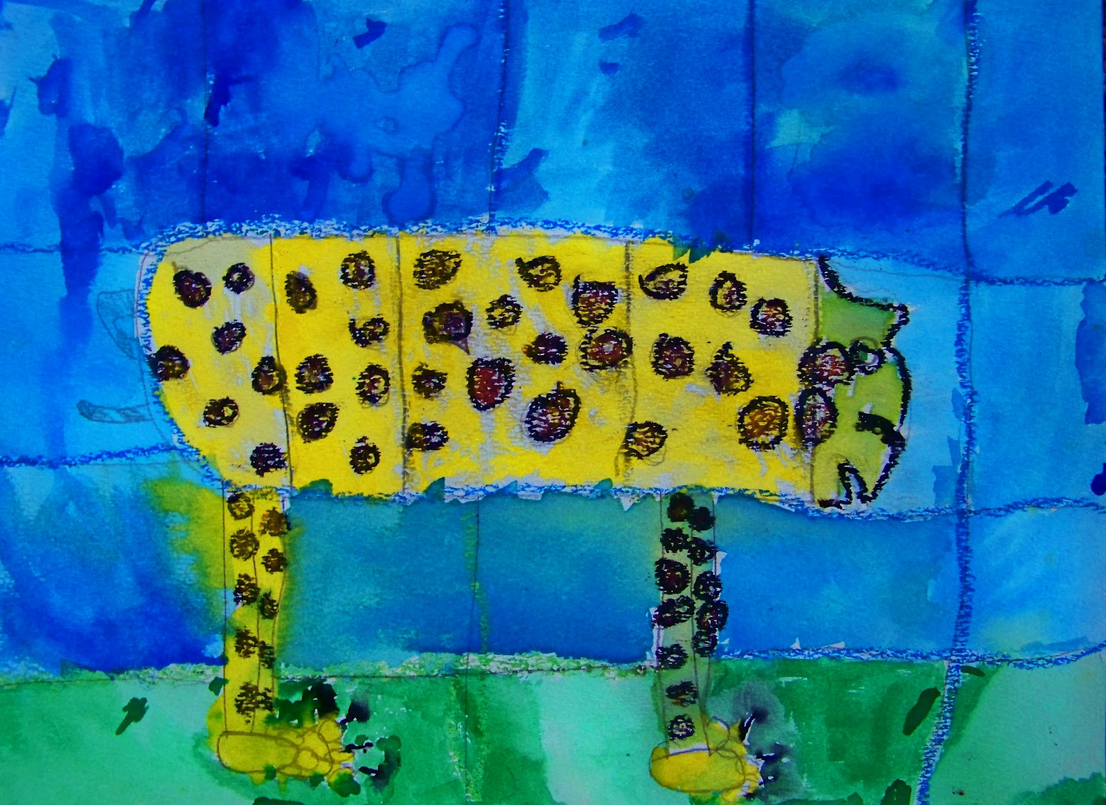 candice ashment art Animals! Oil Pastel & Watercolor (dividing into