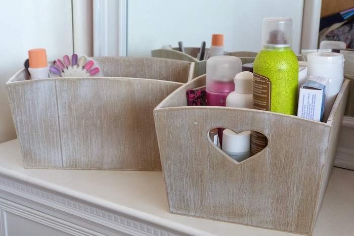 a photo of shabby chic dressing table and storage